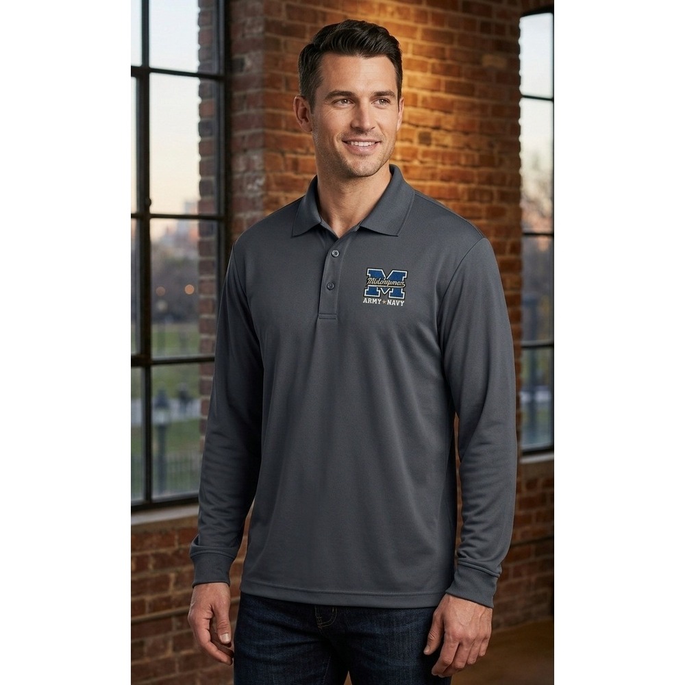 Core365 Long‎ Sleeve Performance Polo Shirt Men's XL Mohawk Army Navy Carbon NWT
